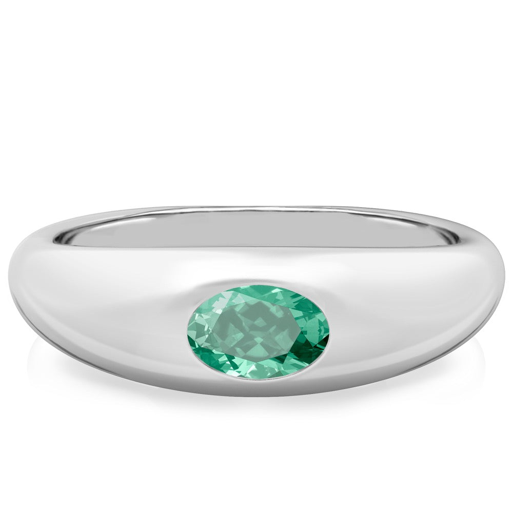 Green Sapphire Dome Ring