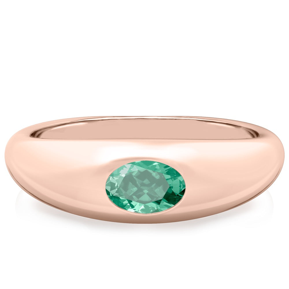 Green Sapphire Dome Ring
