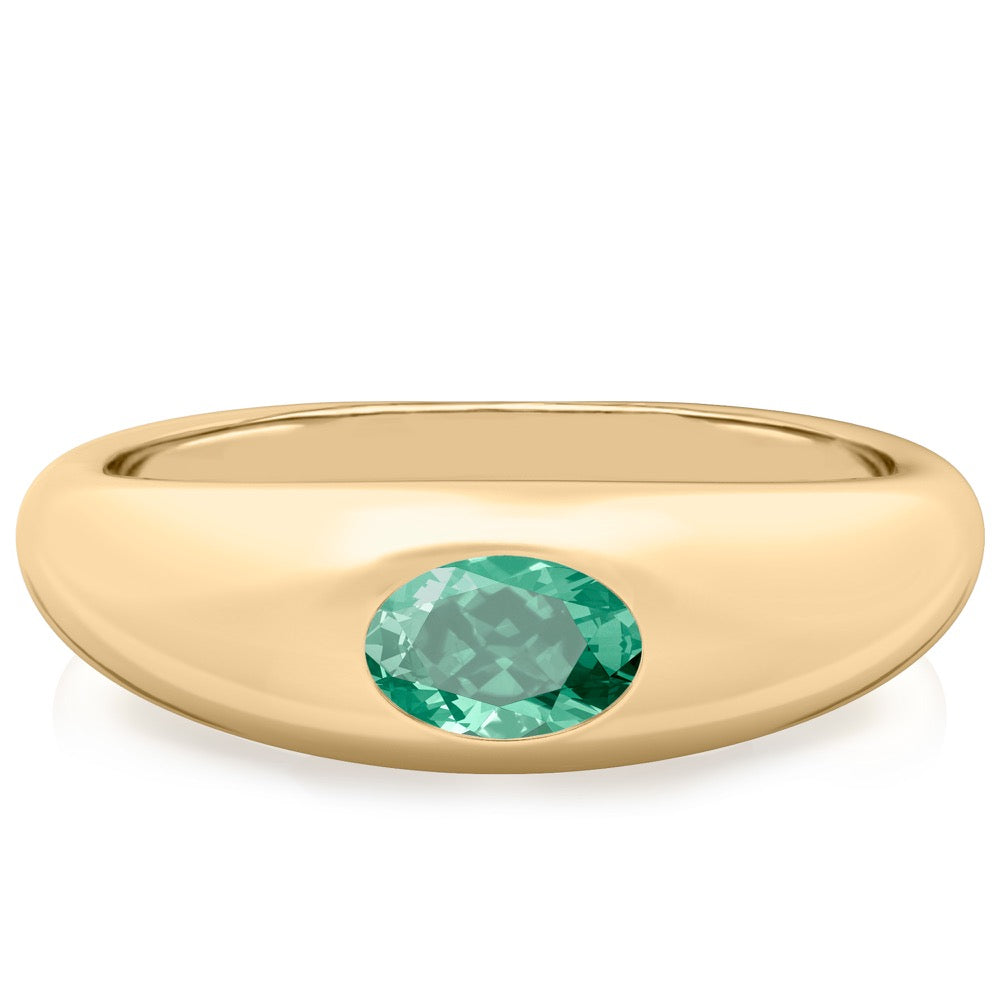 Green Sapphire Dome Ring