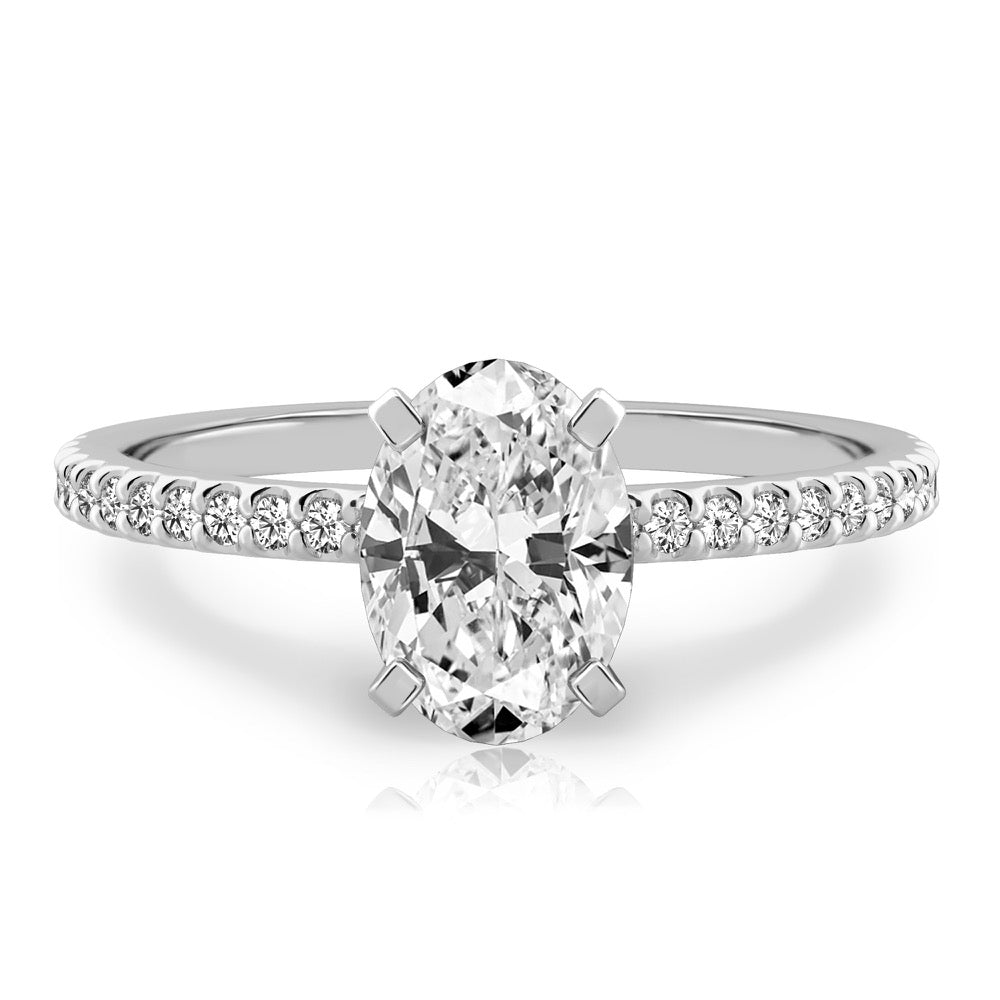 Diana Dainty Engagement Ring with Diamond Band