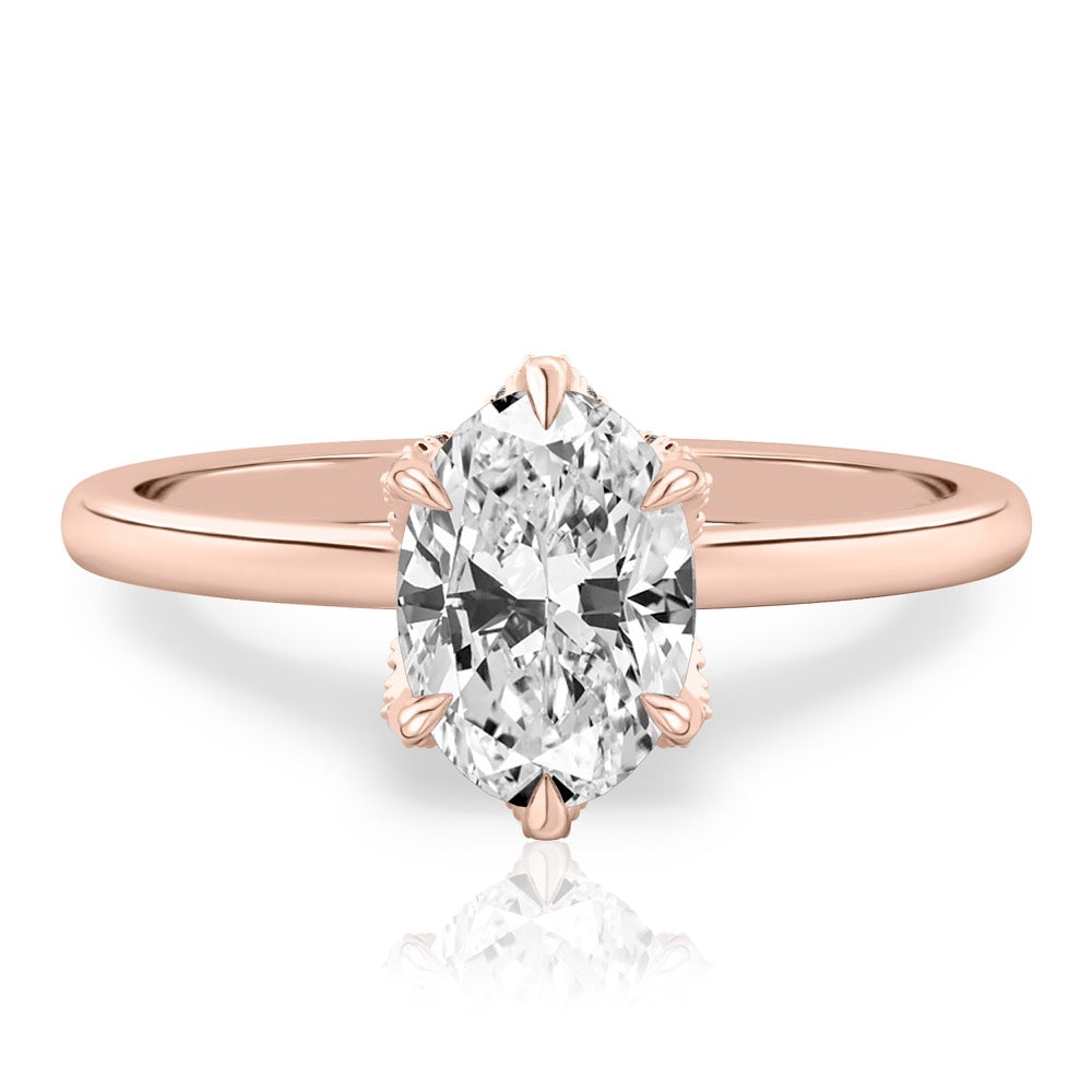 Fleur Pave Petal Prong Engagement Ring