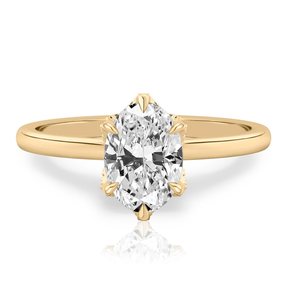Fleur Pave Petal Prong Engagement Ring