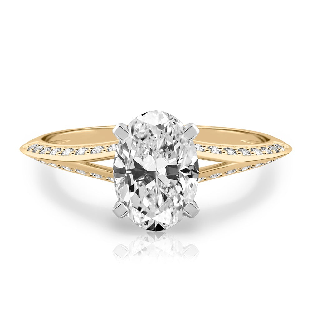 Charu Split Shank Knife Edge Pave Diamond Ring