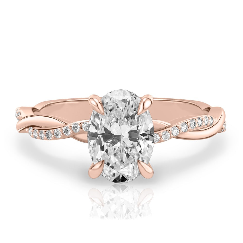 Twist Ring Engagement Ring with Pavé Twist Band