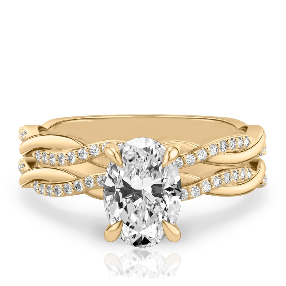 Twist Ring Engagement Ring with Pavé Twist Band
