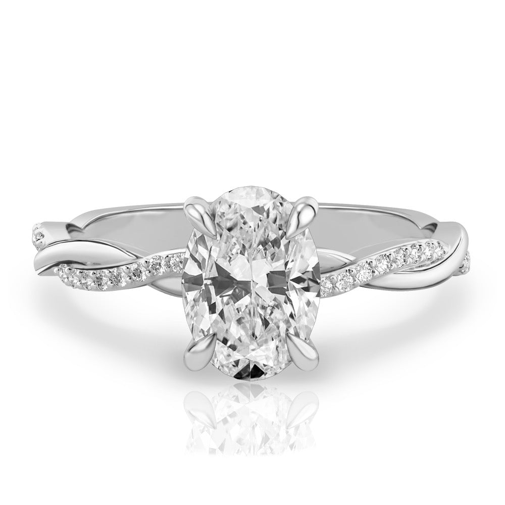 Twist Ring Engagement Ring with Pavé Twist Band