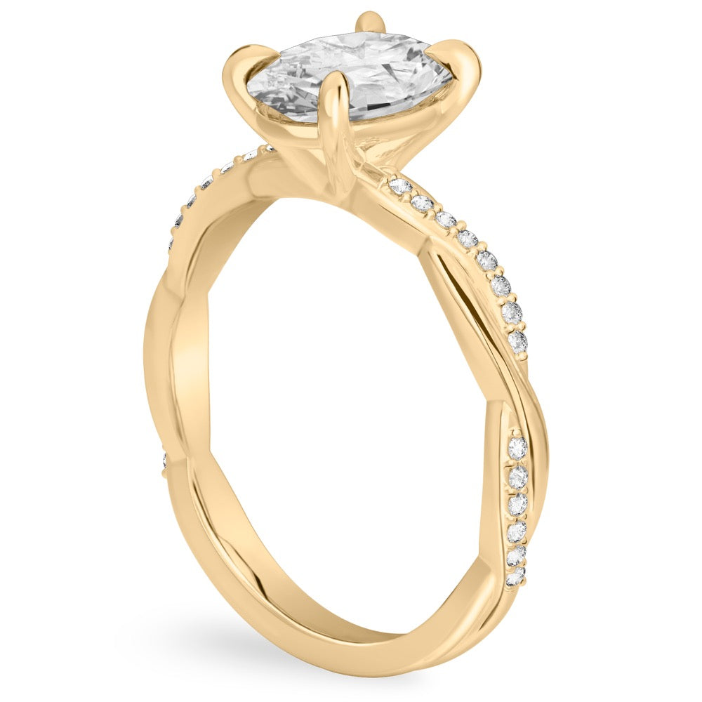Twist Ring Engagement Ring with Pavé Twist Band