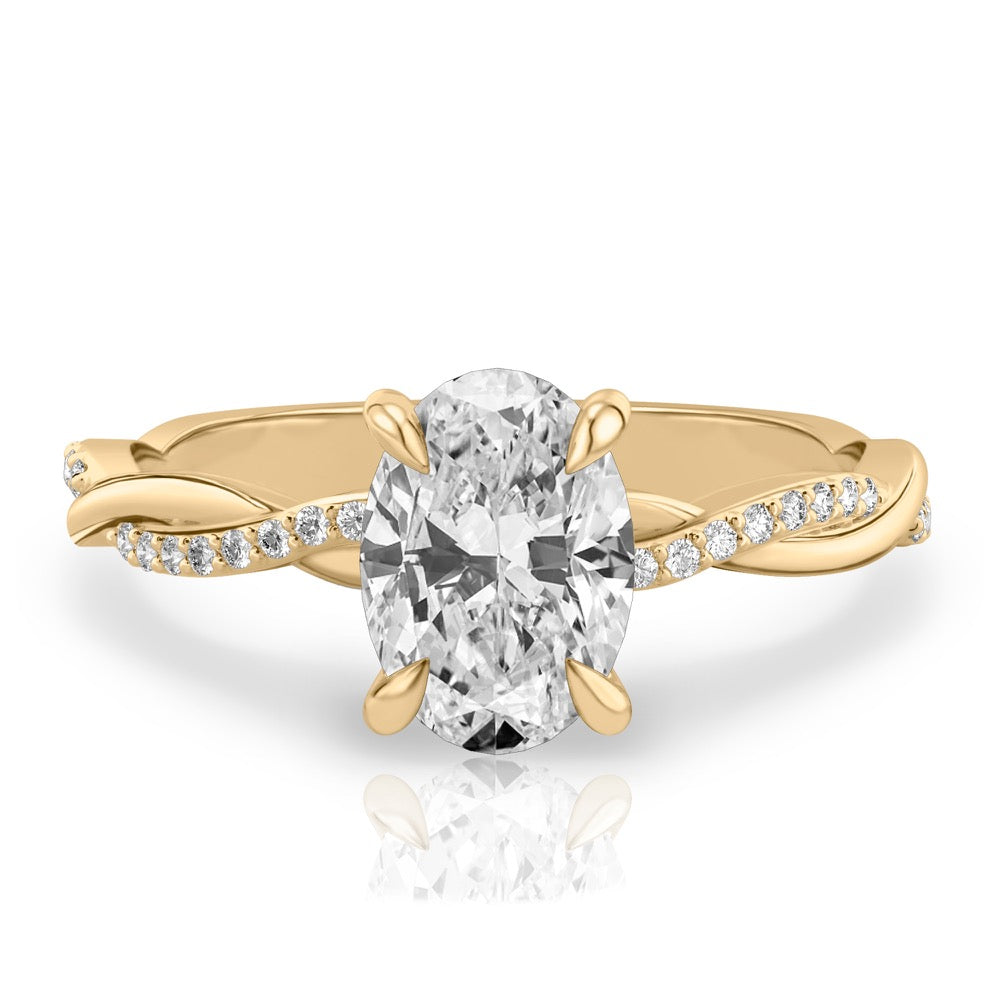 Twist Ring Engagement Ring with Pavé Twist Band