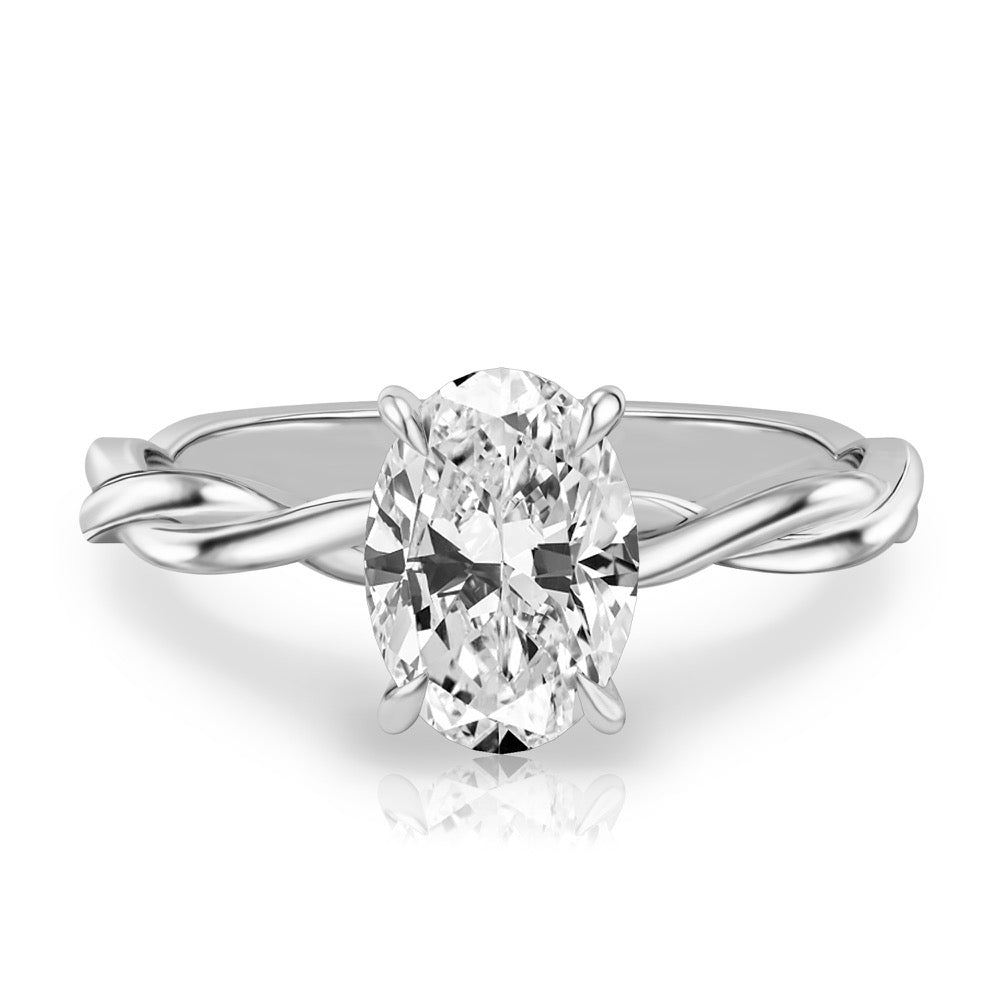Kyra Twisted Engagement Ring with Hidden Halo