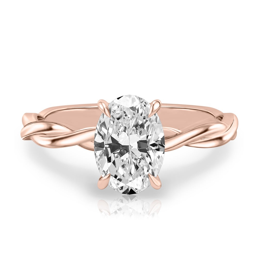 Kyra Twisted Engagement Ring with Hidden Halo