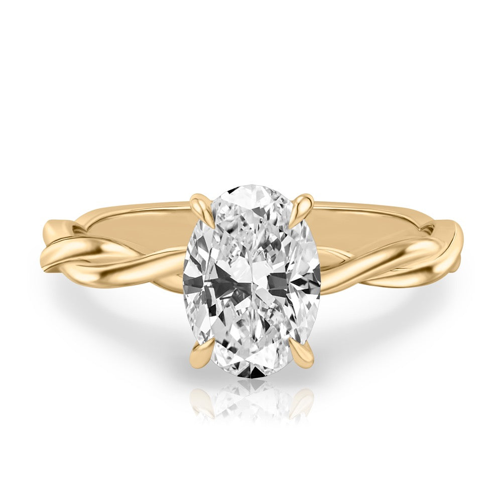 Kyra Twisted Engagement Ring with Hidden Halo