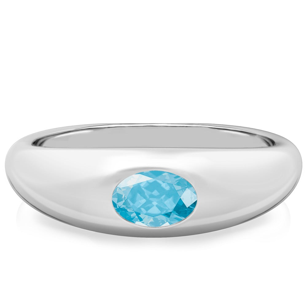 Aqua Blue Spinel Dome Ring