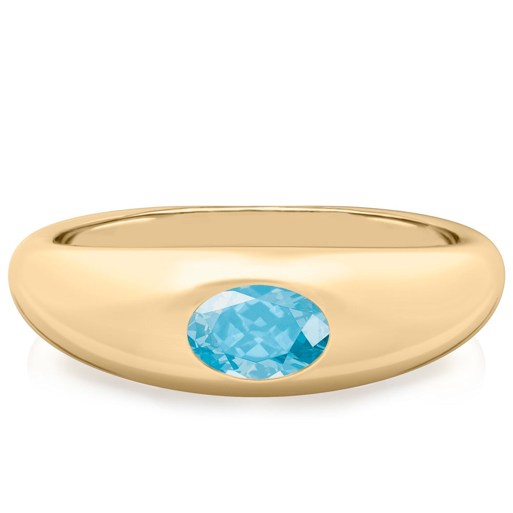 Aqua Blue Spinel Dome Ring