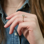 Fleur Pave Petal Prong Engagement Ring