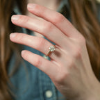 Fleur Pave Petal Prong Engagement Ring
