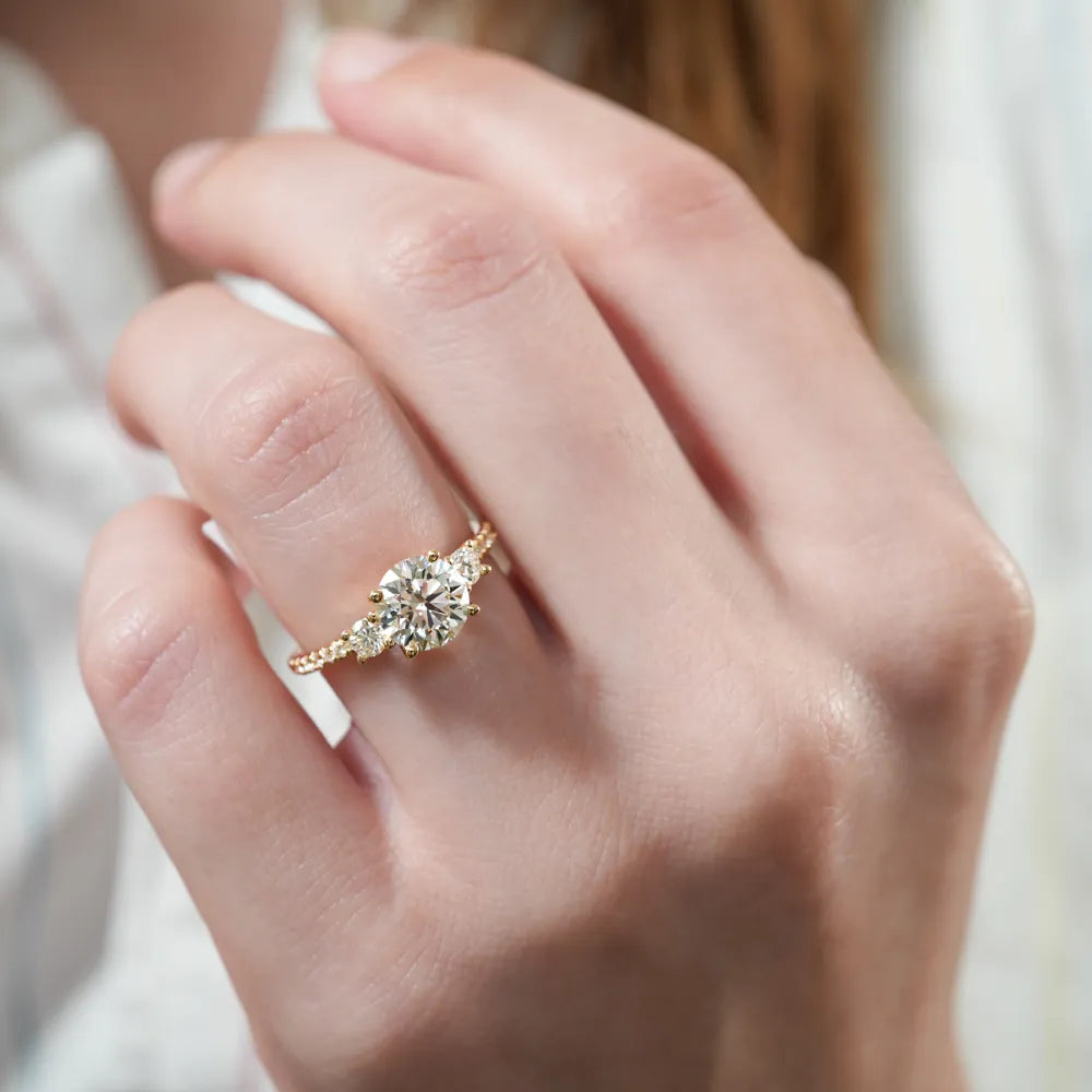 Mia Pave Three Stone Engagement Ring