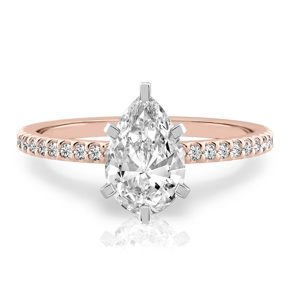 Diana Dainty Engagement Ring with Diamond Band