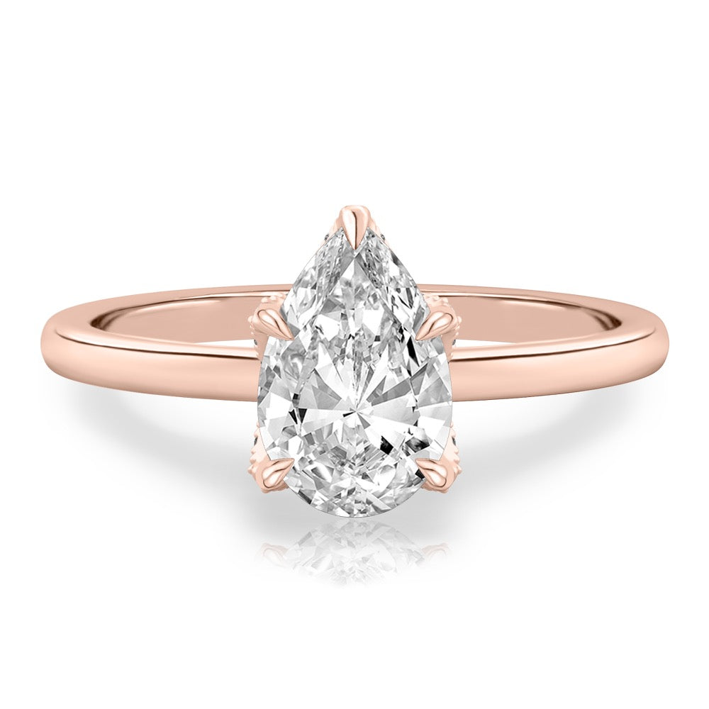 Fleur Pave Petal Prong Engagement Ring