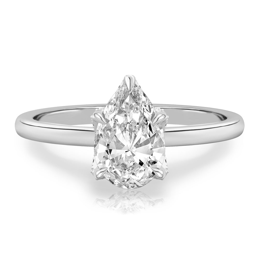 Fleur Pave Petal Prong Engagement Ring