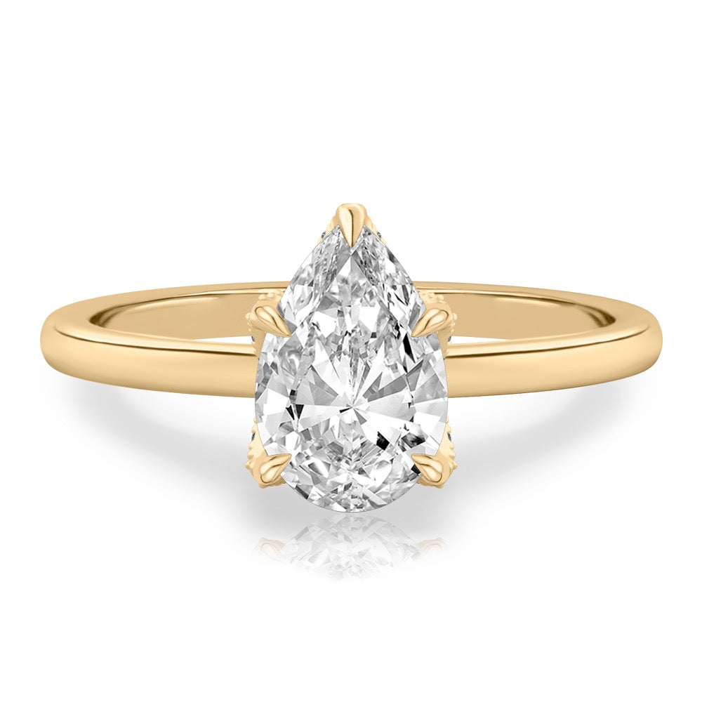 Fleur Pave Petal Prong Engagement Ring