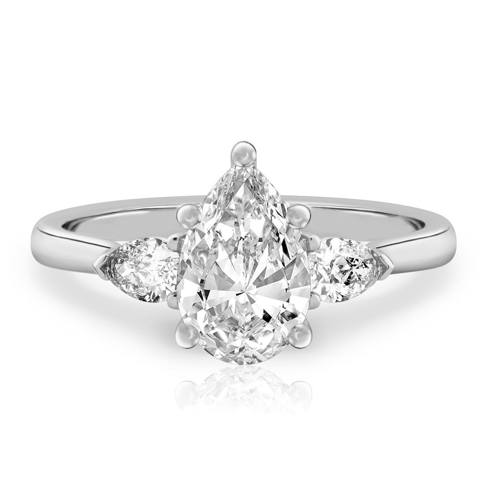 Maya Pear Side Stone Engagement Ring