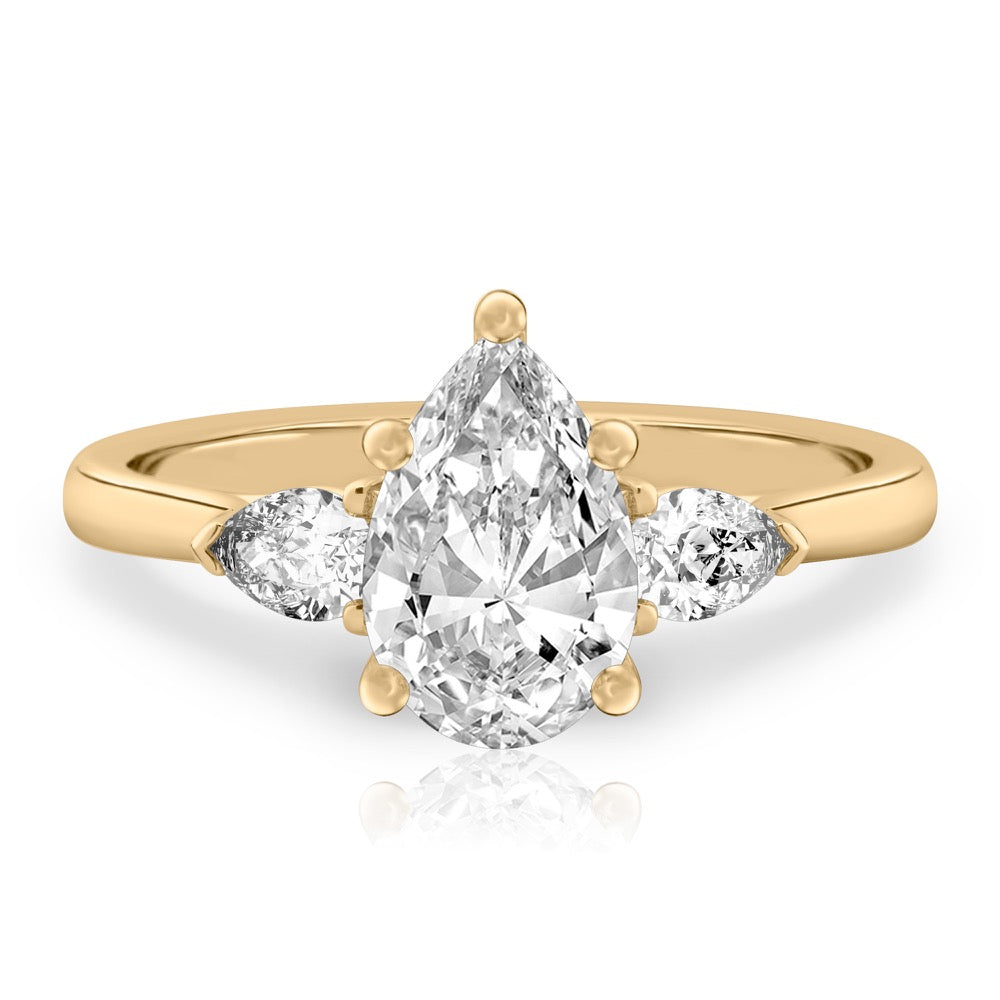 Maya Pear Side Stone Engagement Ring