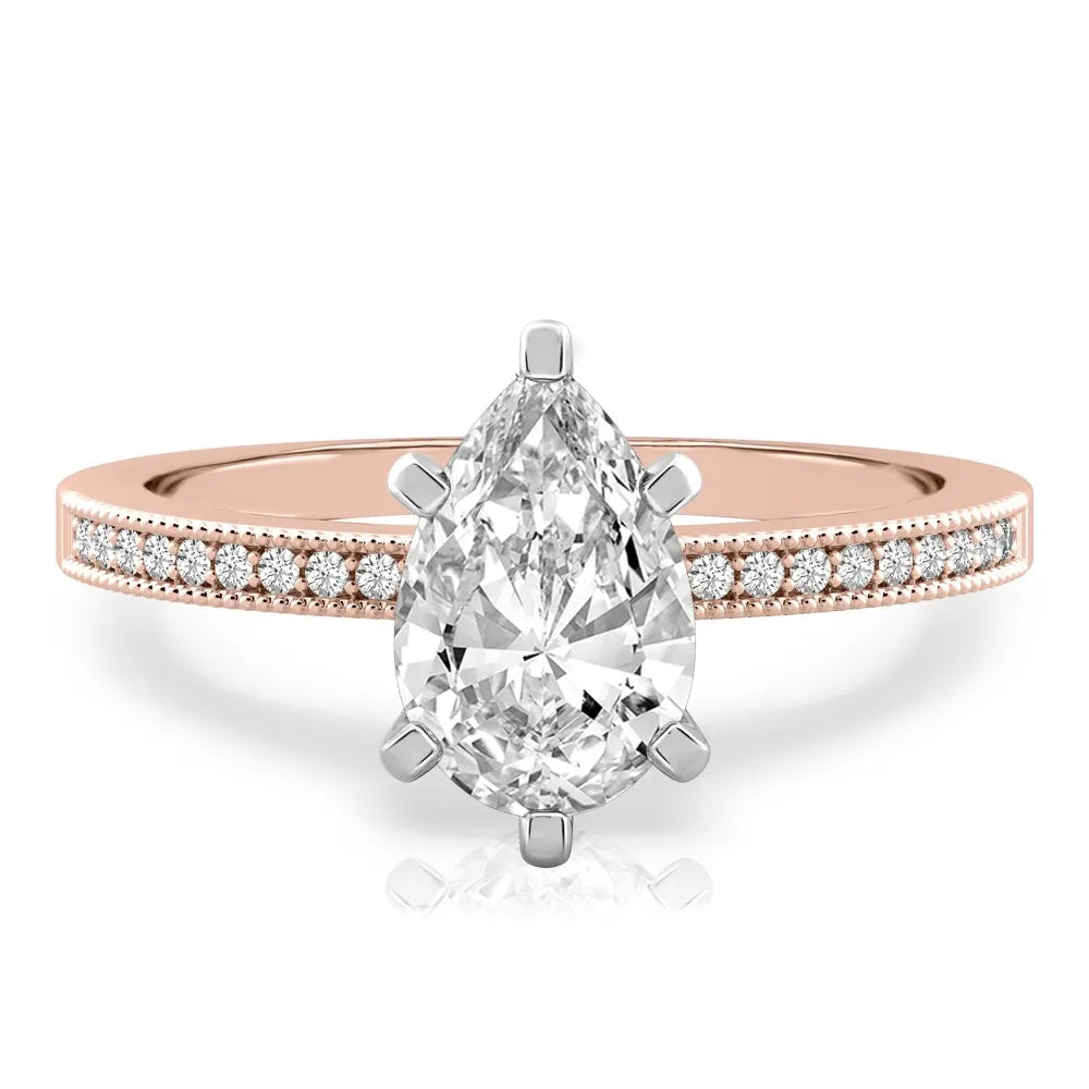 Lalana Petite Milgrain Engagement Ring
