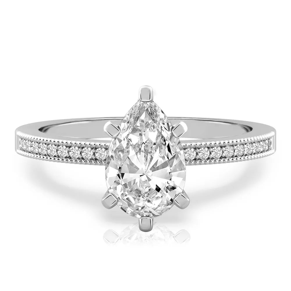 Lalana Petite Milgrain Engagement Ring