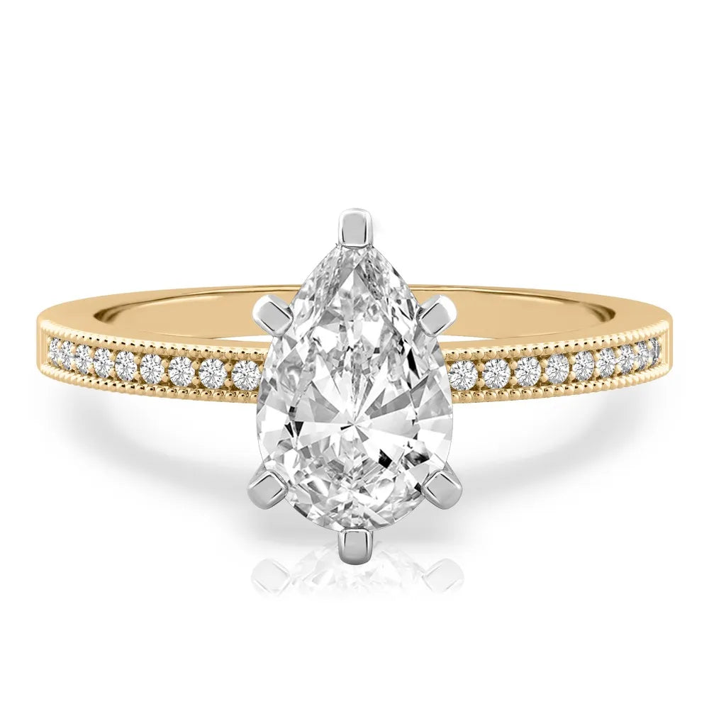 Lalana Petite Milgrain Engagement Ring