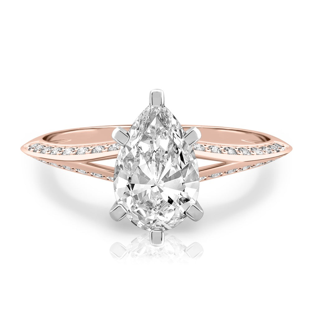 Charu Split Shank Knife Edge Pave Diamond Ring