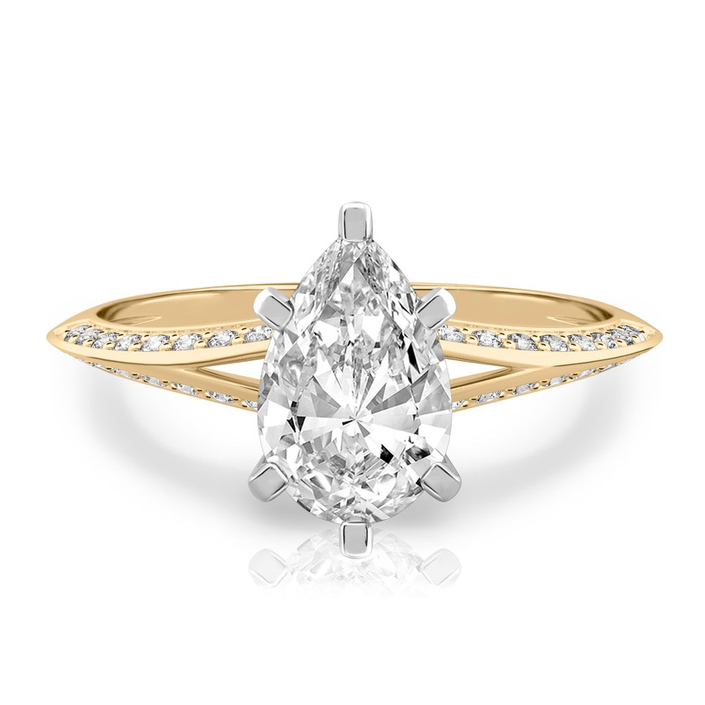 Charu Split Shank Knife Edge Pave Diamond Ring