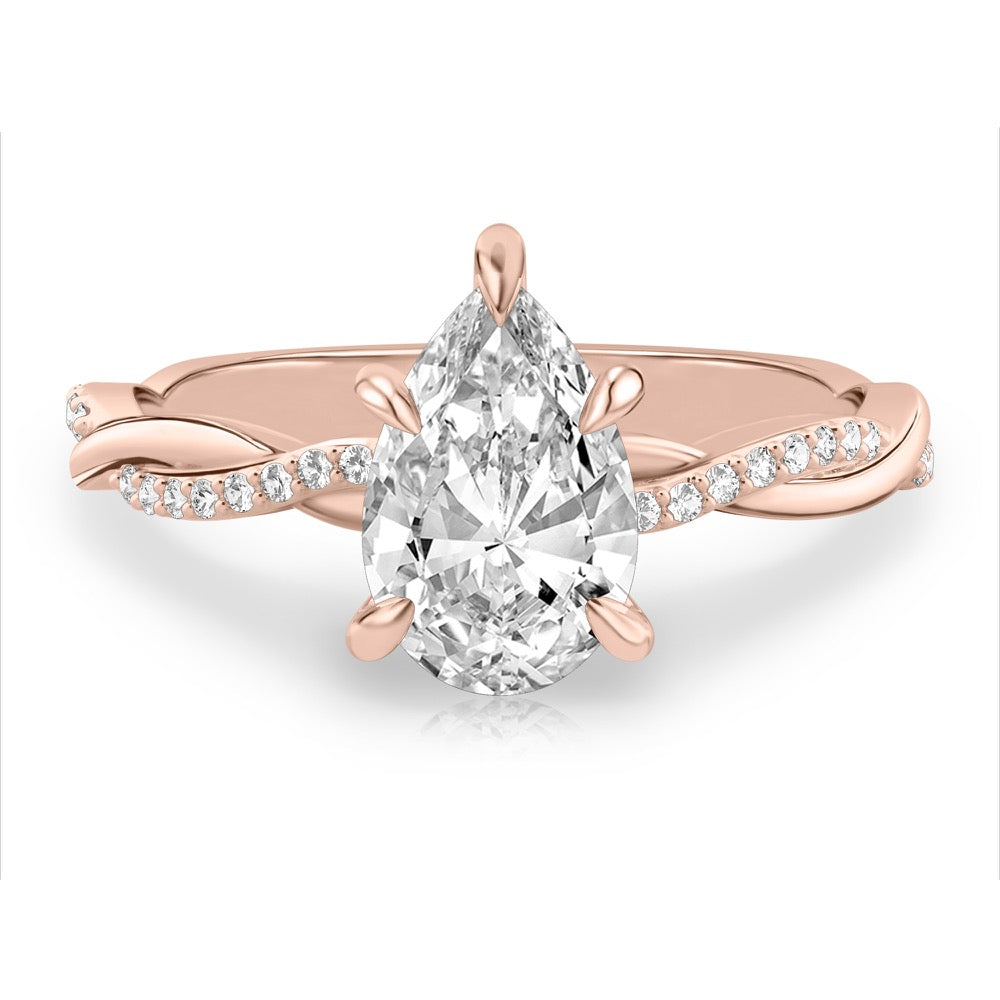 Twist Ring Engagement Ring with Pavé Twist Band