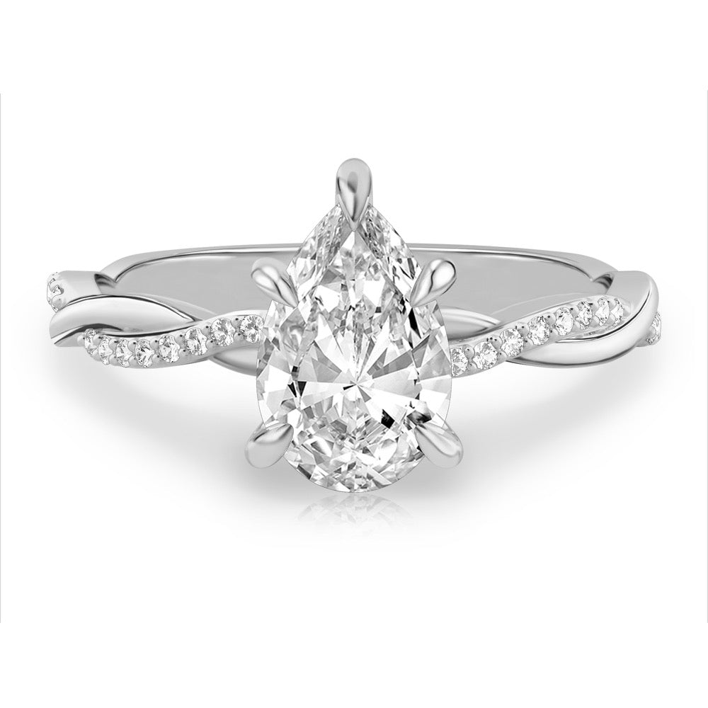 Twist Ring Engagement Ring with Pavé Twist Band