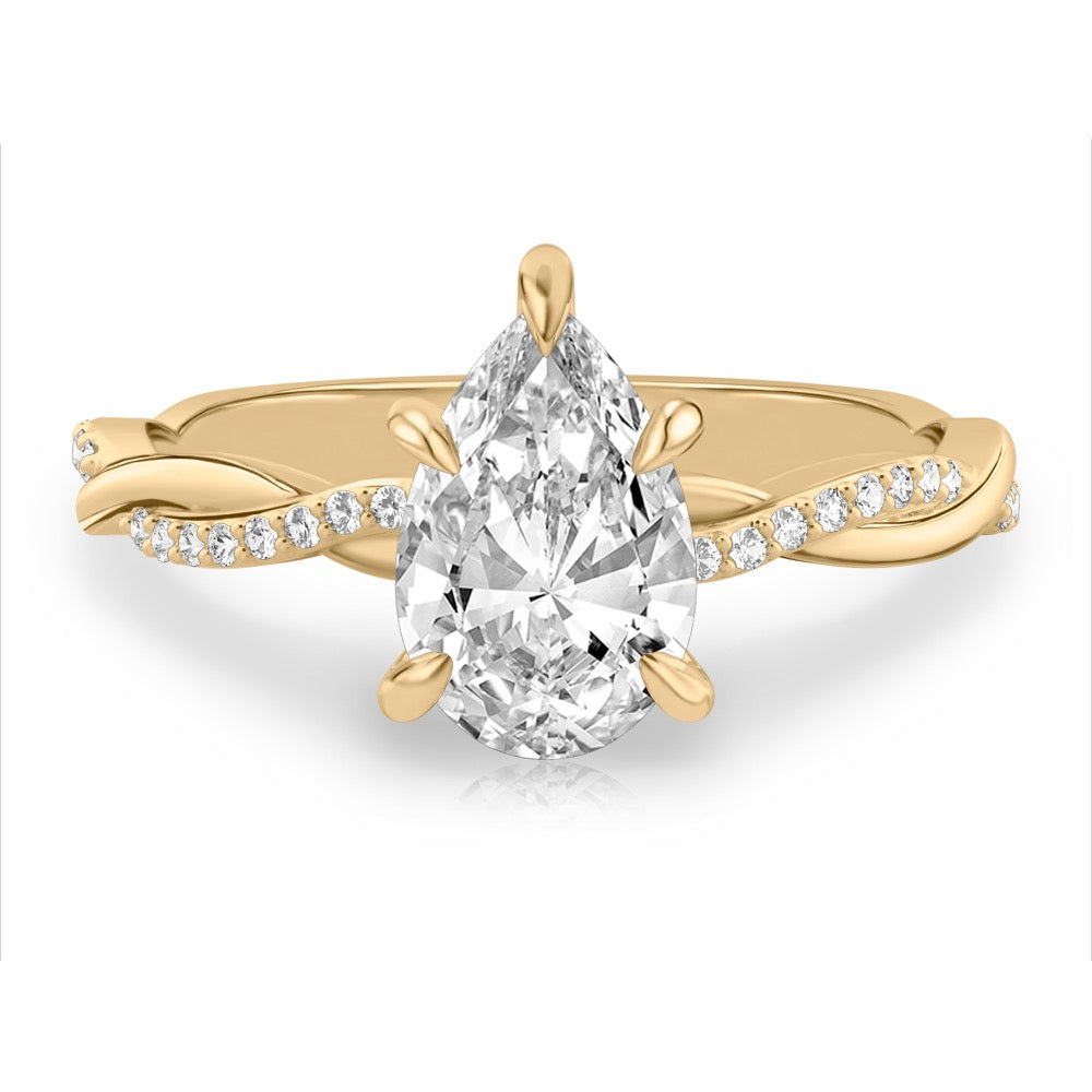 Twist Ring Engagement Ring with Pavé Twist Band