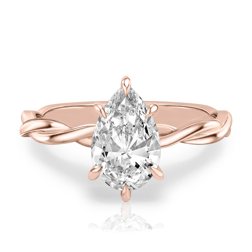Kyra Twisted Engagement Ring with Hidden Halo