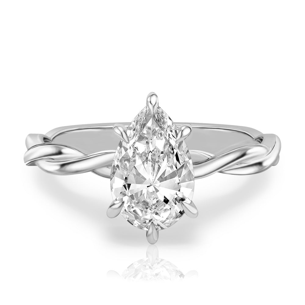 Kyra Twisted Engagement Ring with Hidden Halo