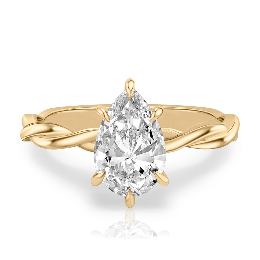Kyra Twisted Engagement Ring with Hidden Halo
