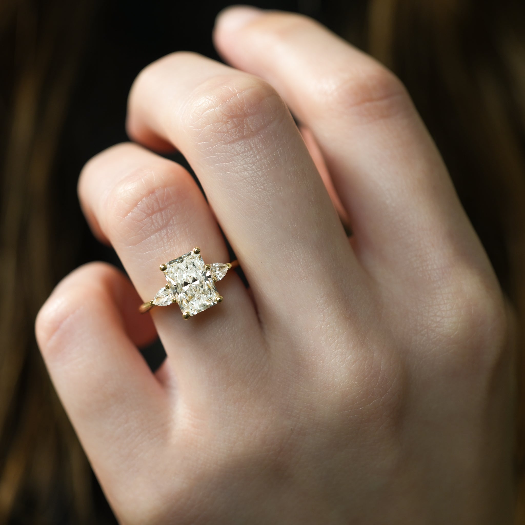 Maya Pear Side Stone Engagement Ring