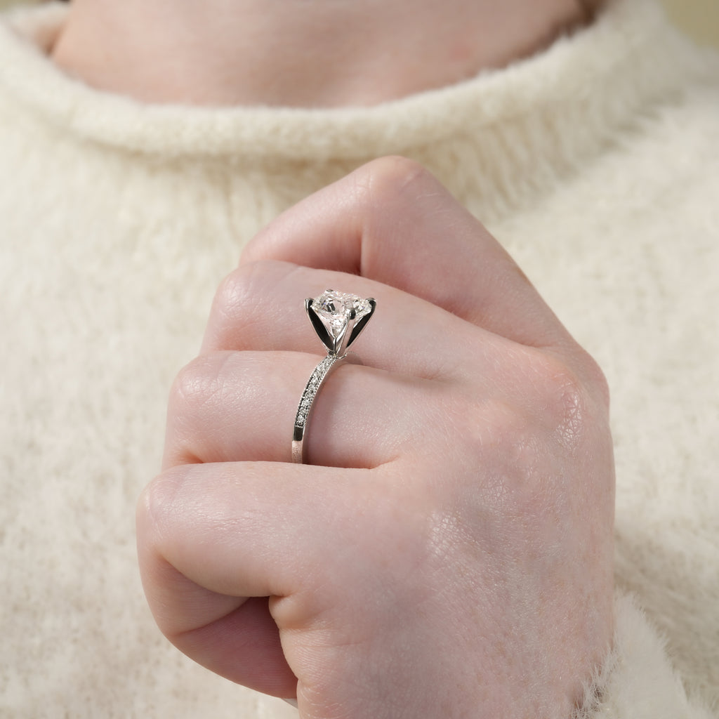 Lalana Petite Milgrain Engagement Ring