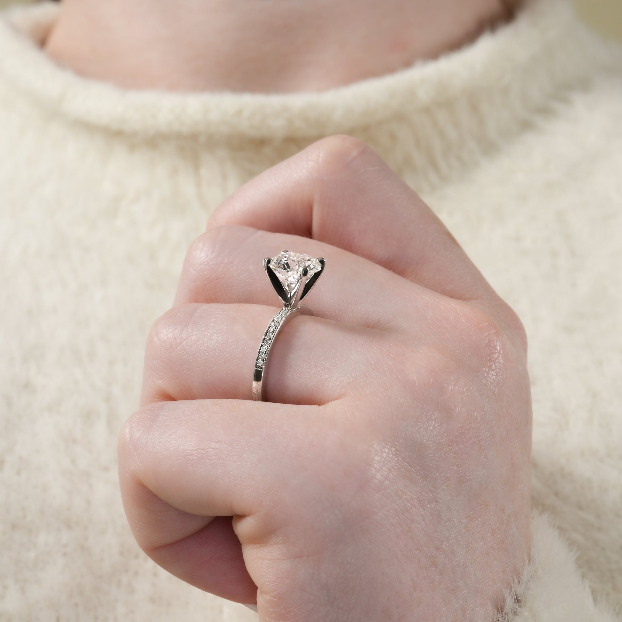 Lalana Petite Milgrain Engagement Ring