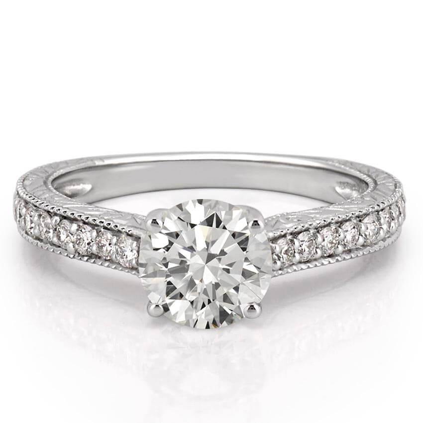 Katherine Engraved Engagement Ring with Diamonds