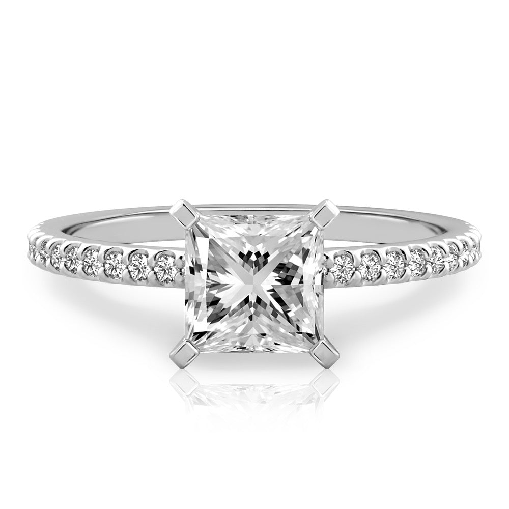 Diana Dainty Engagement Ring with Diamond Band