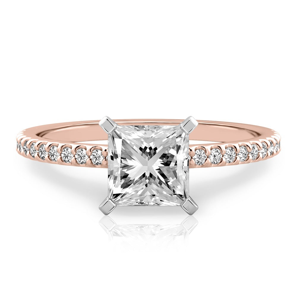 Diana Dainty Engagement Ring with Diamond Band