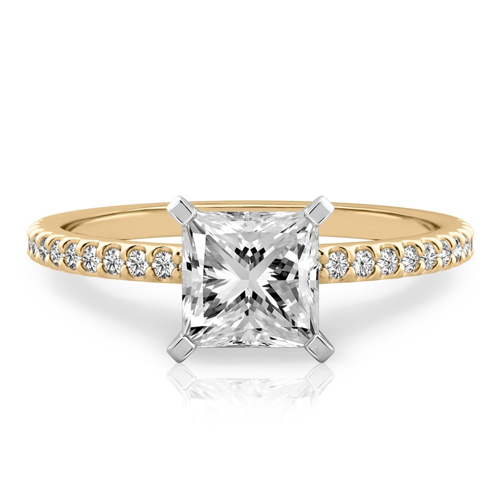Diana Dainty Engagement Ring with Diamond Band