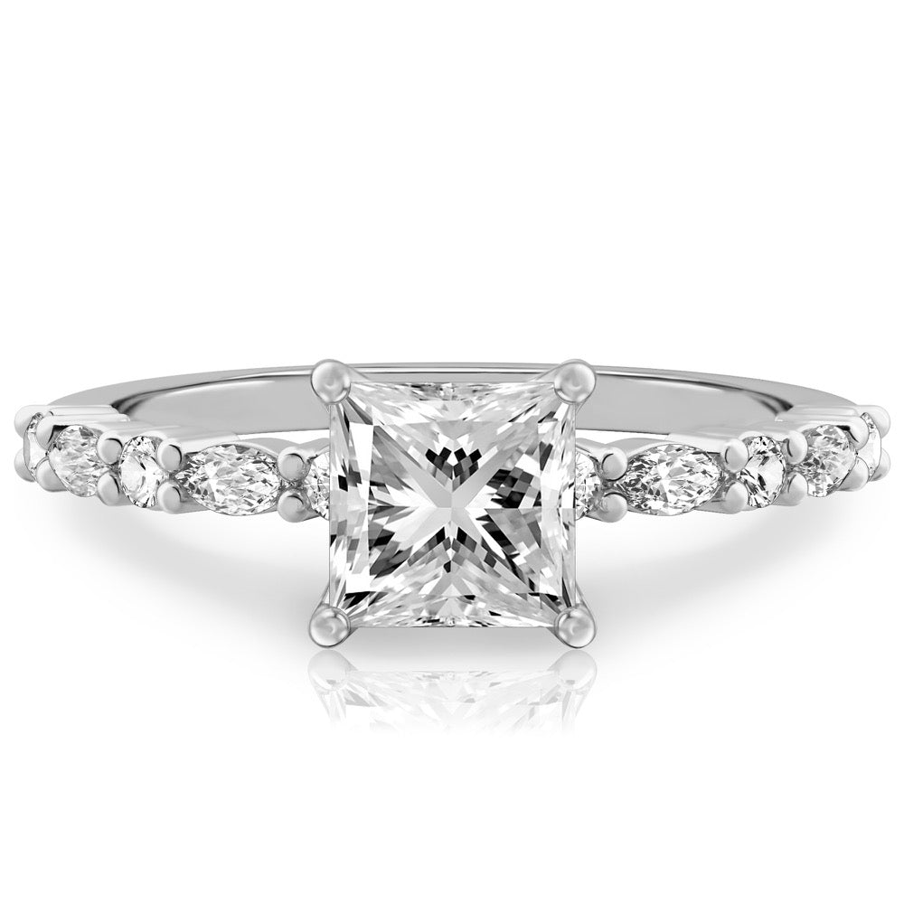 Lynn Marquise and Round Diamond Ring