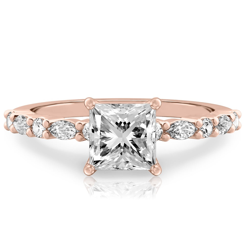 Lynn Marquise and Round Diamond Ring