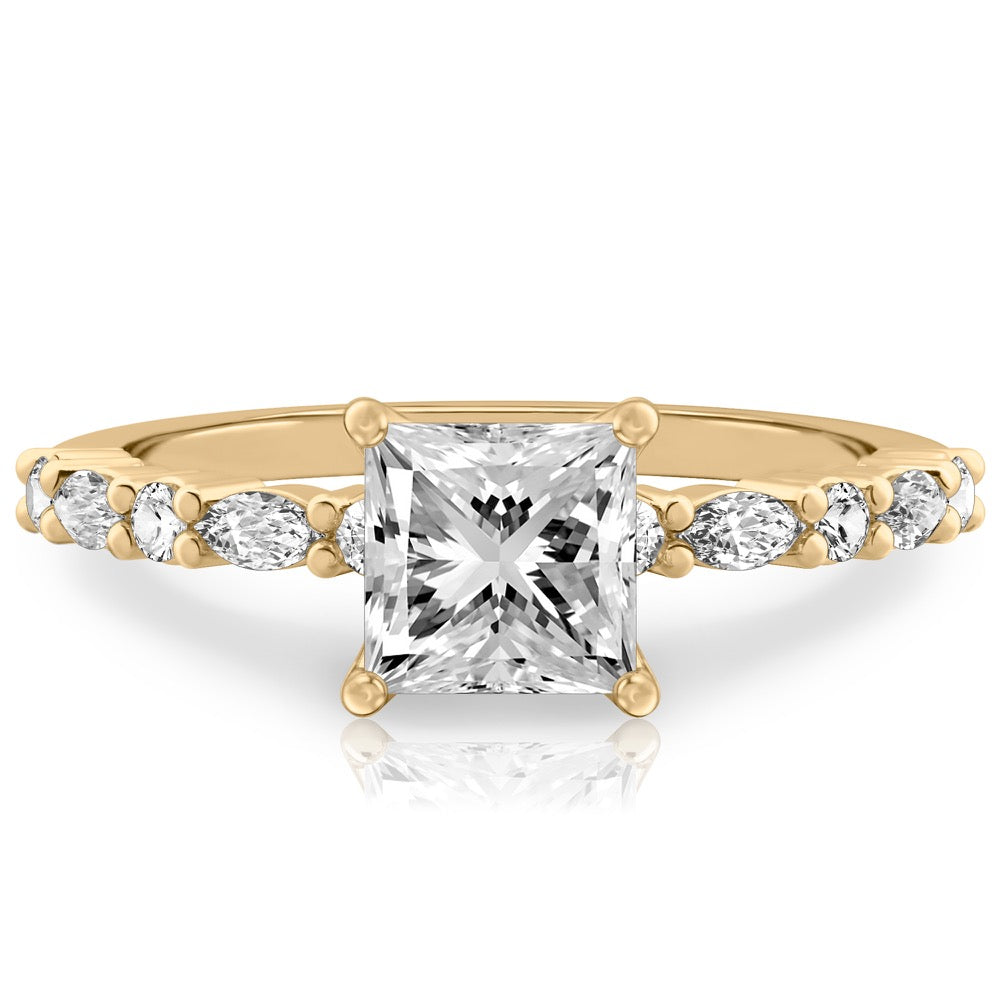 Lynn Marquise and Round Diamond Ring