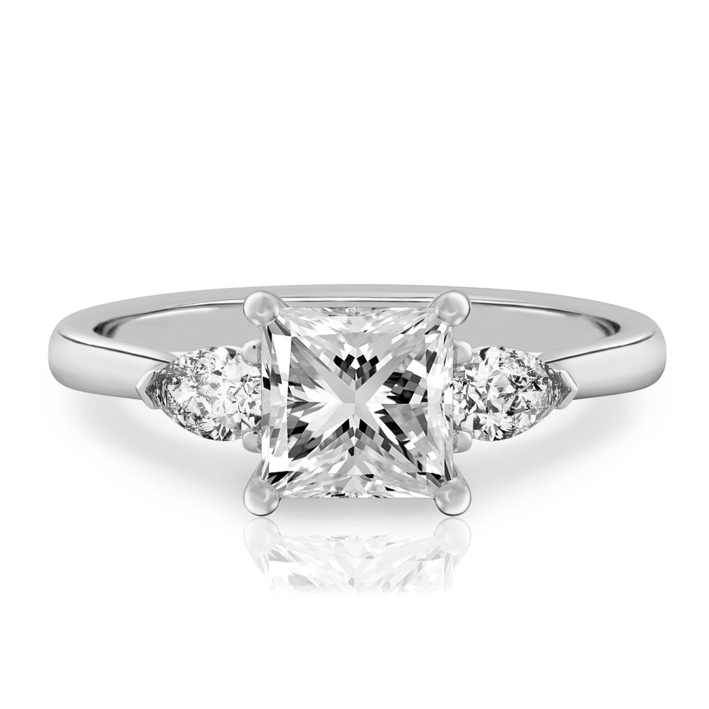 Maya Pear Side Stone Engagement Ring