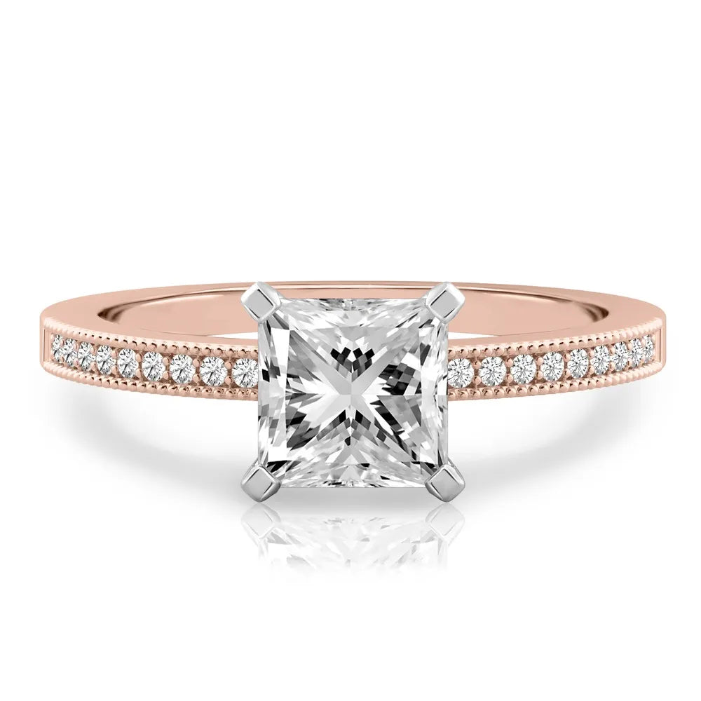 Lalana Petite Milgrain Engagement Ring