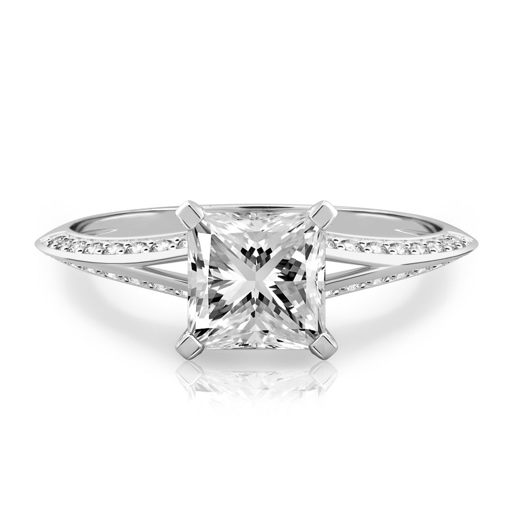 Charu Split Shank Knife Edge Pave Diamond Ring
